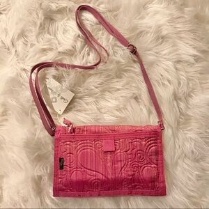 Quilted by Donna Sharp Pink Organizer Clutch Crossbody Convertible